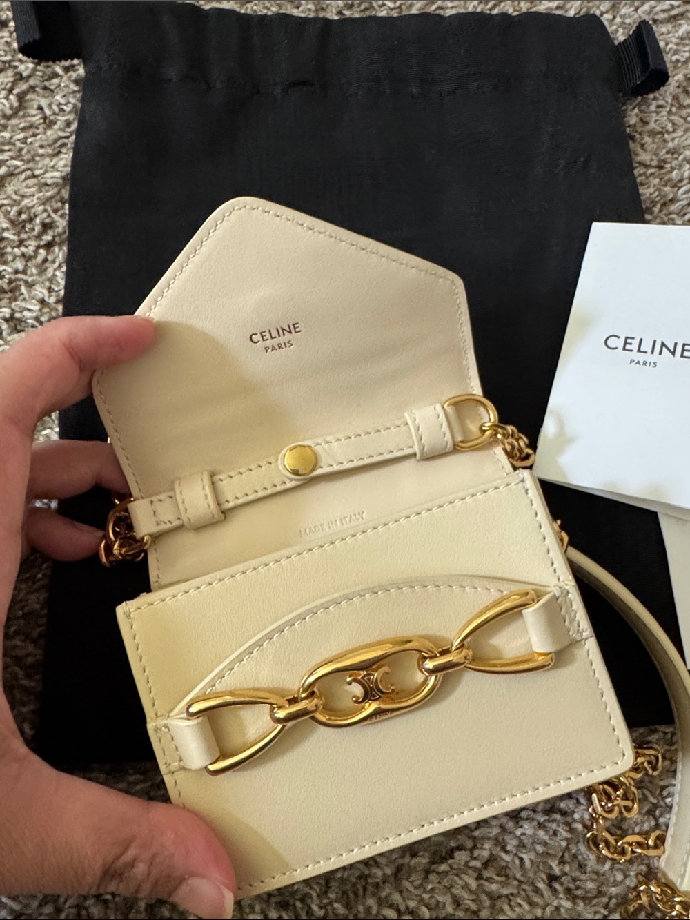New Celine Card Case Holder on Chain Leather Limited Edition - Picture 8 of 10